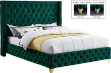 Load image into Gallery viewer, Savan Green Velvet Queen Bed image
