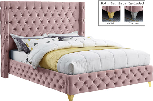 Savan Pink Velvet Full Bed image