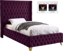 Load image into Gallery viewer, Savan Purple Velvet Twin Bed image

