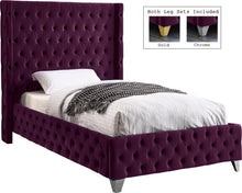 Load image into Gallery viewer, Savan Purple Velvet Twin Bed

