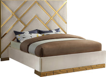 Load image into Gallery viewer, Vector Cream  Velvet King Bed image
