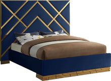 Load image into Gallery viewer, Vector Navy Velvet King Bed image
