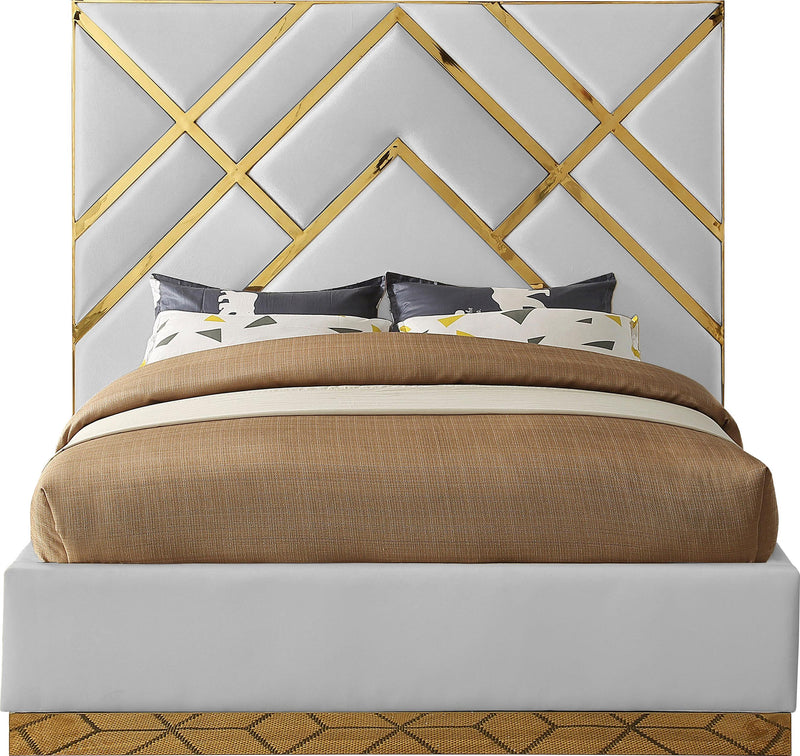Vector White Faux Leather King Bed