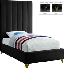 Load image into Gallery viewer, Via Black Velvet Twin Bed image

