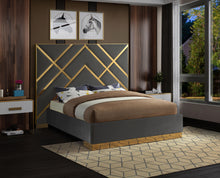 Load image into Gallery viewer, Vector Grey Velvet King Bed
