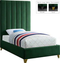 Load image into Gallery viewer, Via Green Velvet Twin Bed
