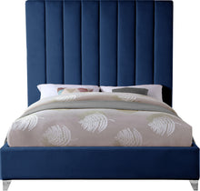 Load image into Gallery viewer, Via Navy Velvet King Bed
