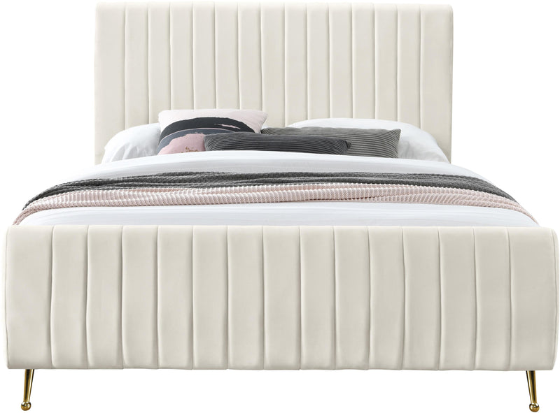Zara Cream Velvet Full Bed (3 Boxes)