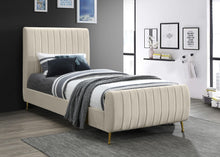 Load image into Gallery viewer, Zara Cream Velvet Twin Bed (3 Boxes)
