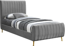 Load image into Gallery viewer, Zara Grey Velvet Twin Bed (3 Boxes) image
