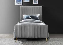 Load image into Gallery viewer, Zara Grey Velvet Twin Bed (3 Boxes)
