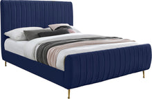 Load image into Gallery viewer, Zara Navy Velvet Full Bed (3 Boxes) image
