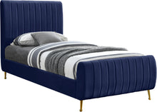 Load image into Gallery viewer, Zara Navy Velvet Twin Bed (3 Boxes) image
