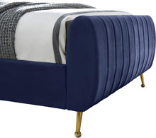 Load image into Gallery viewer, Zara Navy Velvet Twin Bed (3 Boxes)
