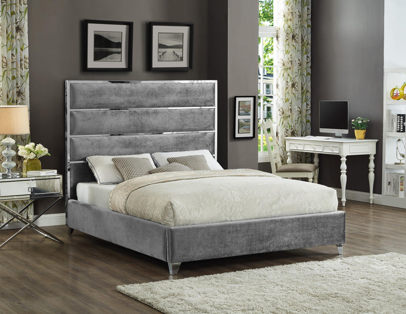 Zuma Grey Velvet Full Bed