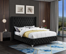 Load image into Gallery viewer, Savan Black Velvet King Bed
