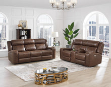 Load image into Gallery viewer, New Classic Furniture Atticus Dual Recliner Sofa with Power Footrest in Mocha
