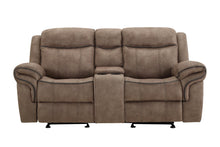 Load image into Gallery viewer, New Classic Furniture Harley Glider Console Loveseat with Dual Recliners in Light Brown
