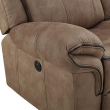 Load image into Gallery viewer, New Classic Furniture Harley Glider Console Loveseat with Dual Recliners in Light Brown
