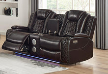 Load image into Gallery viewer, New Classic Furniture Joshua Console Loveseat with Power Headrest and Footrest in Dark Brown
