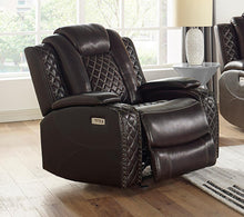 Load image into Gallery viewer, New Classic Furniture Joshua Glider Recliner with Power Headrest and Footrest in Dark Brown
