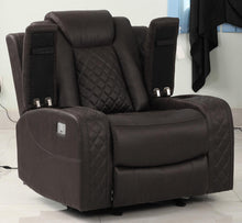 Load image into Gallery viewer, New Classic Furniture Joshua Glider Recliner with Power Headrest and Footrest in Dark Brown
