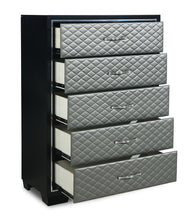 Load image into Gallery viewer, New Classic Furniture Luxor 5 Drawer Chest in Black/Silver
