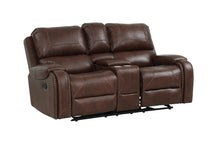 Load image into Gallery viewer, New Classic Furniture Taos Dual Recliner Glider Console Loveseat in Caramel image
