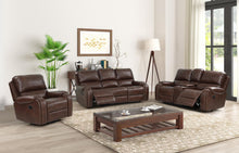 Load image into Gallery viewer, New Classic Furniture Taos Dual Recliner Glider Console Loveseat in Caramel
