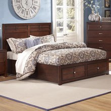 Load image into Gallery viewer, New Classic Kensington California King Low Profile Bed with Storage Footboard in Burnished Cherry image
