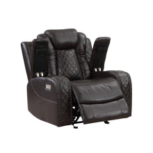 Load image into Gallery viewer, JOSHUA LEATHER GLIDER RECLINER - DK BROWN
