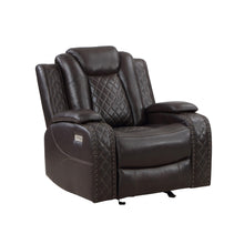 Load image into Gallery viewer, JOSHUA LEATHER GLIDER RECLINER - DK BROWN

