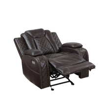Load image into Gallery viewer, JOSHUA LEATHER GLIDER RECLINER - DK BROWN
