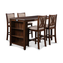 Load image into Gallery viewer, AMY 60&quot; COUNTER TABLE+CHAIRS W/STG (5 PC) -CHERRY
