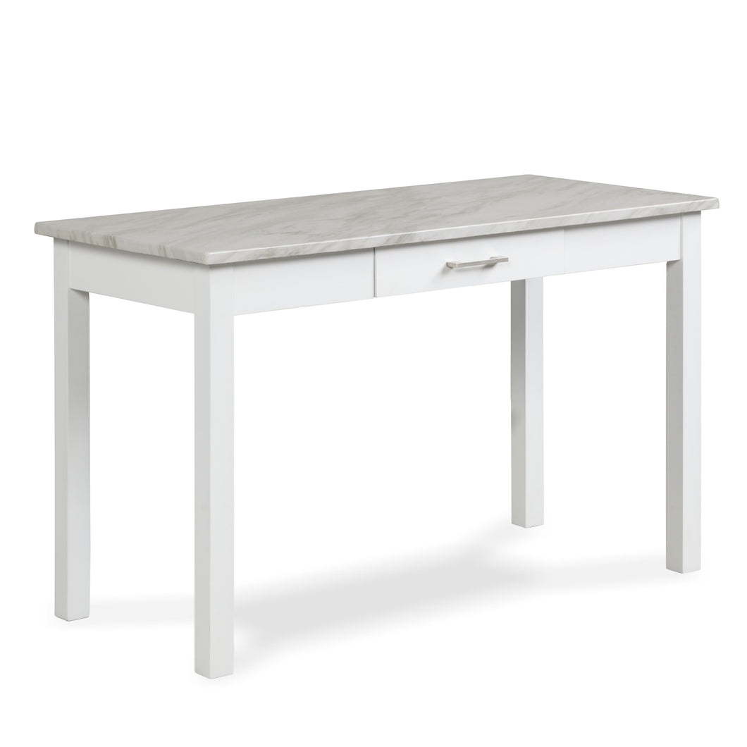 CELESTE DESK W/WHITE/GRAY FAUX MARBLE TOP-WHITE BASE