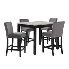 Load image into Gallery viewer, CELESTE 5PC 42" MARBLE FINISH COUNTER TABLE &amp; 4 CHAIRS-GRAY
