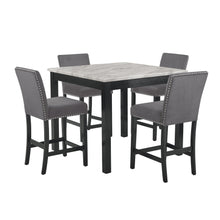 Load image into Gallery viewer, CELESTE 5PC 42" MARBLE FINISH COUNTER TABLE &amp; 4 CHAIRS-GRAY
