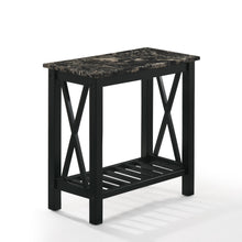 Load image into Gallery viewer, EDEN CHAIRSIDE TABLE-BLACK W/FAUX MARBLE TOP
