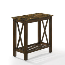 Load image into Gallery viewer, EDEN CHAIRSIDE TABLE-BROWN W/GRAY FAUX MARBLE TOP
