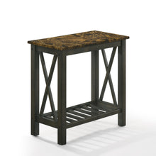 Load image into Gallery viewer, EDEN CHAIRSIDE TABLE-ESPRESSO W/FAUX MARBLE TOP
