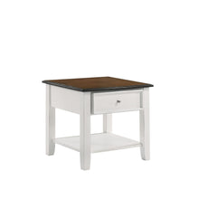 Load image into Gallery viewer, EVANDER END TABLE WITH DRAWER-TWO TONE CREME/BROWN
