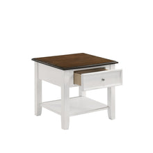 Load image into Gallery viewer, EVANDER END TABLE WITH DRAWER-TWO TONE CREME/BROWN
