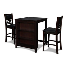 Load image into Gallery viewer, GIA 30&quot; COUNTER TABLE W/2 CHAIRS &amp; STG SHELF-EBONY
