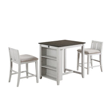 Load image into Gallery viewer, HESTON 36&quot; STORAGE COUNTER TABLE SET W/2 CHAIRS-WHITE/GRAY
