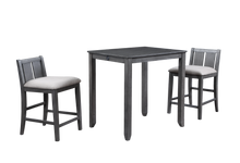 Load image into Gallery viewer, HESTON 36&quot; STORAGE COUNTER TABLE SET W/2 CHAIRS-GRAY
