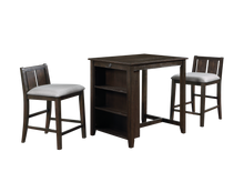 Load image into Gallery viewer, HESTON 36&quot; STORAGE COUNTER TABLE SET W/2 CHAIRS-CHERRY
