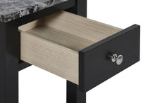 Load image into Gallery viewer, NOAH END TABLE WITH DRAWER-BLACK W/ FAUX MARBLE TOP
