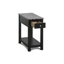 Load image into Gallery viewer, NOAH END TABLE WITH DRAWER-BLACK W/ FAUX MARBLE TOP
