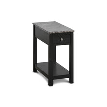 Load image into Gallery viewer, NOAH END TABLE WITH DRAWER-BLACK W/ FAUX MARBLE TOP
