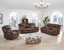 Load image into Gallery viewer, New Classic Furniture Atticus Console Loveseat With Power Footrest in Mocha
